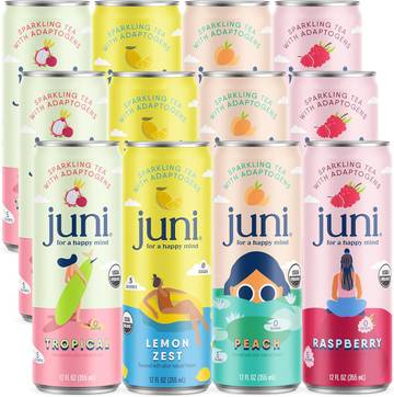 Juni Sparkling Adaptogen Drink, Mood and Focus, Variety 12 Pack