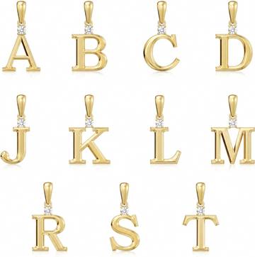 10K Yellow Gold Fine Mini Dangling Initial A-Z Charm Pendant