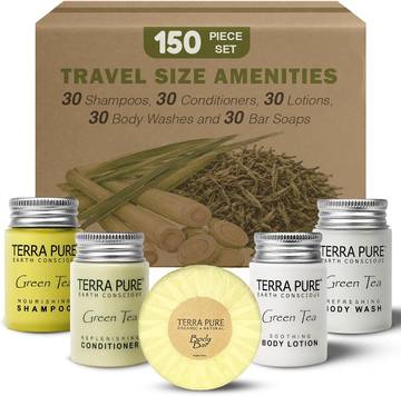 Terra Pure Hotel Toiletries, Shampoo & Conditioner Amenity Set, 150-Piece
