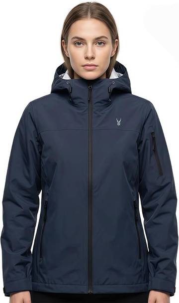 Women's 20000mm Waterproof Rain Jacket Lightweight Packable Hooded Raincoat