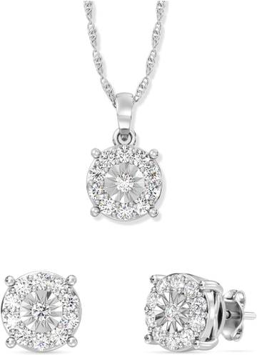 GILDED 1 CTTW Lab-Grown Diamond Stud Earrings & Necklace Set