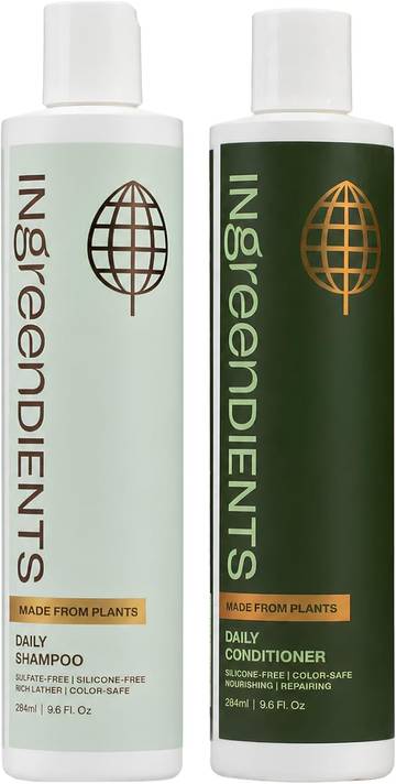 INGREENDIENTS Non-Toxic Vegan Shampoo and Conditioner with Organic Ingredients, Apple Cider Vinegar, Tea Tree Oil - Color Safe, Paraben & Gluten Free, Silicone & Sulfate Free, pH Balanced