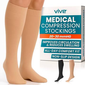  doublette Chickpea Medical Grade Compression Socks - 20-30mmHg, 1 Pair, Women's Knee-High Compression Stockings - Lightweight, Breathable, Seamless - Sand