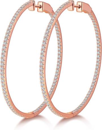 Moissanite Hoop Earrings for Women 925 Sterling Silver Huggie Large Loops