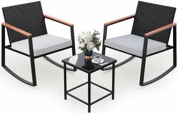 Gizoon 3 Pieces Rocking Patio Bistro Set with Anti-Scald Armrest