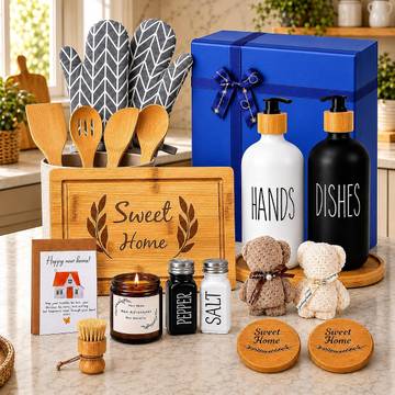House Warming Gifts New Home Basket, 21-Piece