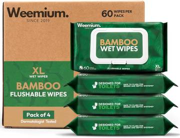 Whitelight Reusable Bamboo Toilet Wipes - Eco-friendly, Biodegradable & Antibacterial