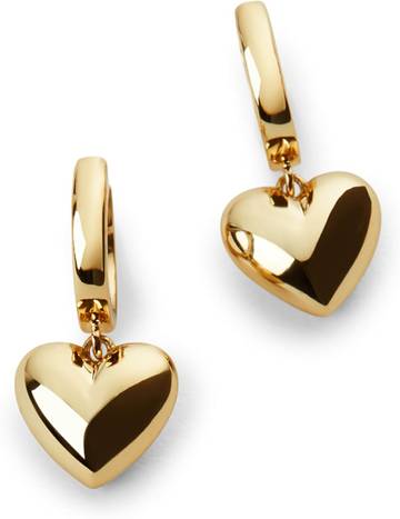 Ana Luisa Heart Charm Earrings for Women 14K Gold & Silver Rhodium Plated