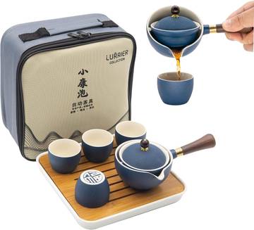 LURRIER Portable Cathced Blue Porcelain Gongfu Tea Set