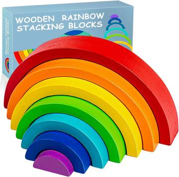 тно Eyes Montessori Wooden Rainbow Stacker