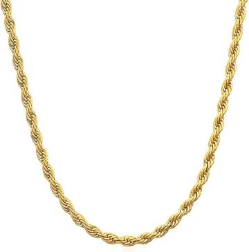 14K Solid Yellow Gold Twisted Rope Chain for Men&Women, 1.5mm-4.2mm Width