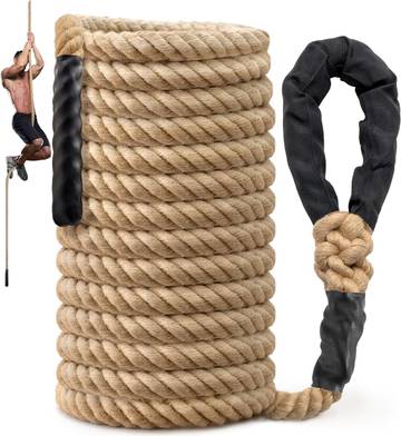 Climbing Rope Gym Workout - 10FT 15FT 20FT 25FT 30FT 35FT Heavy Duty Jute Rope for Adults Strength Training Outdoor Tree Swing Indoor Home Fitness Exercise - 1.5 Inch