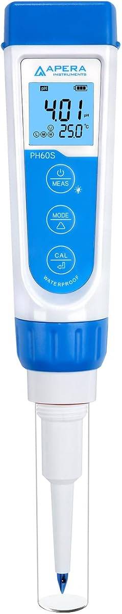 Apera Instruments Premium Series PH60S Food pH Meter Tester Kit with Food-Grade Swiss Spear pH Electrode