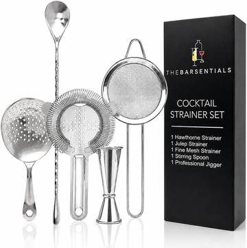 EcoJotter Cocktail Jigger and Strainer Combo - Reusable Stainless Steel