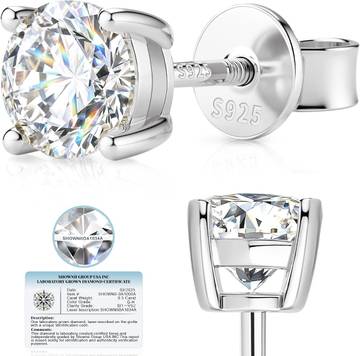 shownii LAB GROWN Diamond Stud Earrings for Women