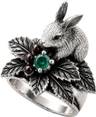 MossAgate Sterling Silver Woodland Rabbit Ring