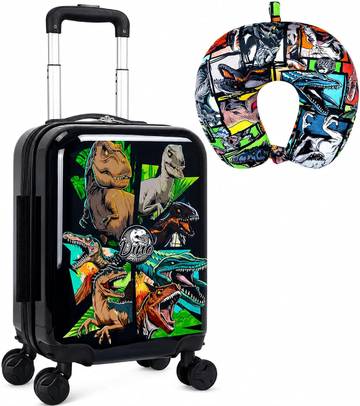 Dinosaur Kids Luggage, 2PC Suitcase for Boys, 16'' Rolling Travel Carry-On