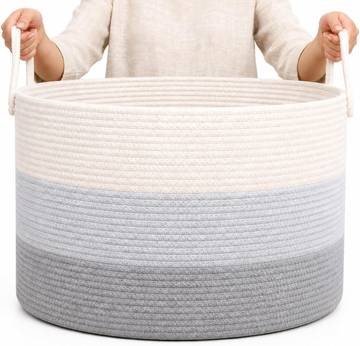 Large Woven Storage Basket for Blankets and Toys
