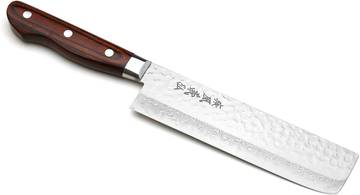 Yoshihiro VG10 16 Layer Hammered Damascus Stainless Steel Nakiri Vegetable Knife