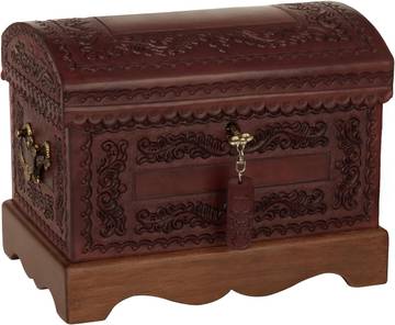Novica Colonial Wood And Leather Artisan Treasure Jewelry Box