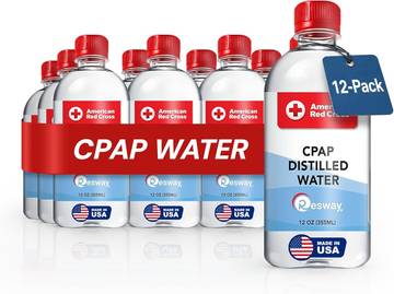 CPAP Distilled Water Travel Bottles 12 oz (12 Pack)