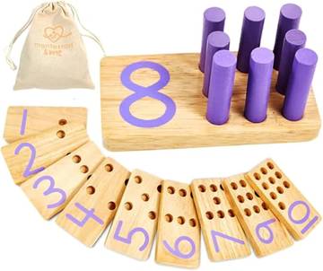 Wooden Rainbow Stacking Blocks & Color Sorting Activity Set