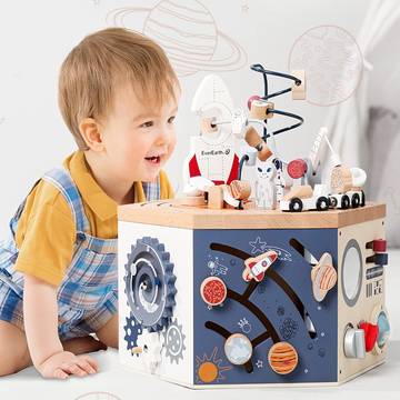 World of Mahar Wooden Montessori Educational Toddler Activity Cube
