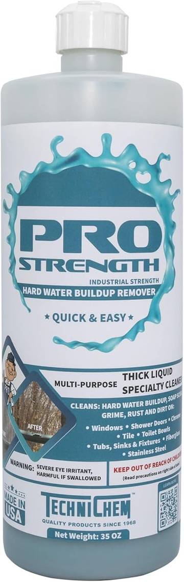 Pro-Strength Hard Water Stain Remover, Industrial Strength Hard Water, Mineral, Rust & Soap Scum Remover, 35 oz Bottle
