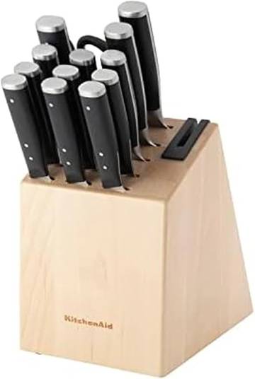 KitchenAid Gourmet Forged Triple Rivet Knife Block Set with Built-in Knife Sharpener