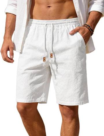Bоо-même Hemp & Linen Shorts, Classic Short Length, Elastic Waist