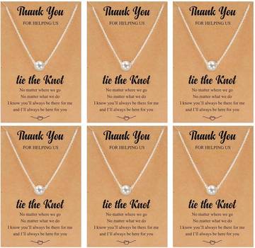 Landical Bridesmaids Pearl Jewelry Set, Wedding Proposal Gift Beige | Bridesmaids Jewelry Pouch with Bow Tie, I Can't Tie The Knot Without You