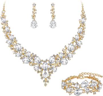 Lab Creation Sparkle Bridal Wedding Jewelry Set