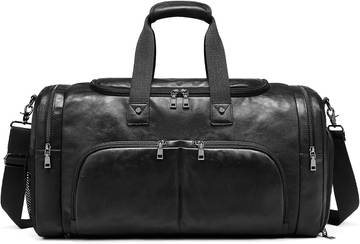 Vegan Leather Weekender Bags for Women & Men - Carry On Overnight Bag with Shoe Compartment HB-21