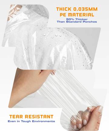 Hagon PRO Disposable Rain Ponchos for Adults, Hooded