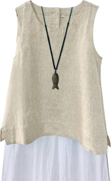 Women's 100% Linen Sleeveless Tank Tops