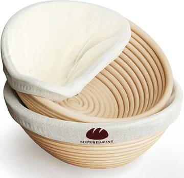 Superbaking Sourdough Banneton Bread Proofing Basket, 9” Round, Set of 2