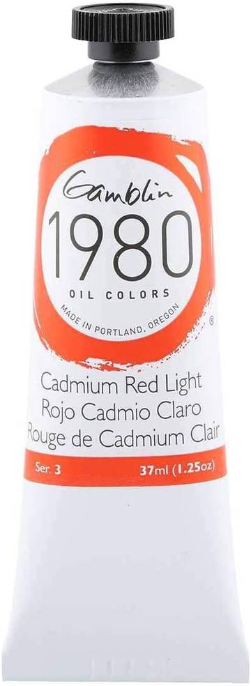 Gamblin Oil Colors 1980 Series Professional Oil Paints, Cadmium Red Light, 37ml