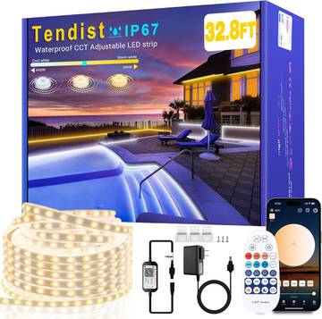 Ivation 25 ft'Eco-Friendly Commercial Indoor/Outdoor RGB LED Strip Lights with Remote & Timer, 5050 SMD, Warm White (2700K), IP67 Waterproof