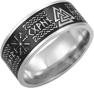 Viking Rings for Men: Norse Viking Runes Vegvisir Compass Valknut Ring