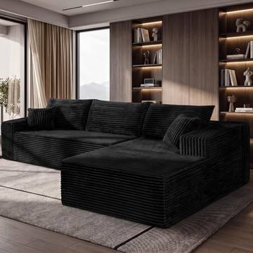  TUYbres 108" Sectional Couch with Chaise, Tufted Fabric, Left Facing