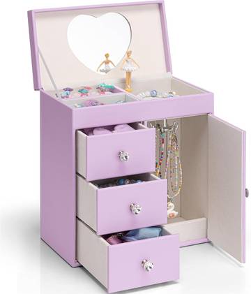 VLANDO Musical Jewelry Box for Girls, Large Kid Music Box with Ballerina for Birthday Bedroom Decor, 4 Layer Girl Jewelry Gifts for Girls Kids - Purple (VLANDO Musical Jewelry Box for Girls)