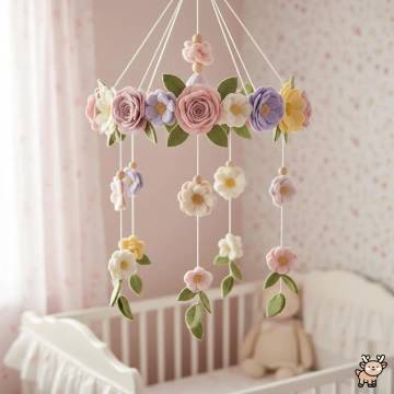Bloom & Brush Organic Bassinet with Hanging Mobile