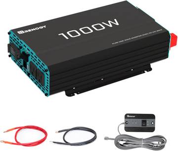 Renogy Inverter P2 1000W Pure Sine Wave Inverter 12V DC to 120V AC, Off-Grid Solar Power Converter for Home, RV, Truck, with Built-in 5V/2.1A USB Port, AC Hardwire Port, Remote Controller