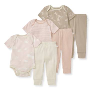 Burt's Bees Baby 6 Pk Organic Baby Girls Pants & Bodysuit Sets