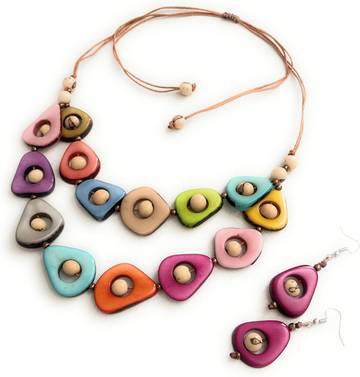 Tagua Nut Bib Necklace and Earrings Set