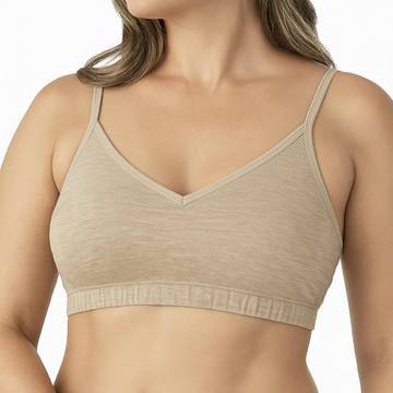 100% Hemp Linen Wireless Bralette, Soft Strappy Tank Sports Bra for Sleep & Lounge