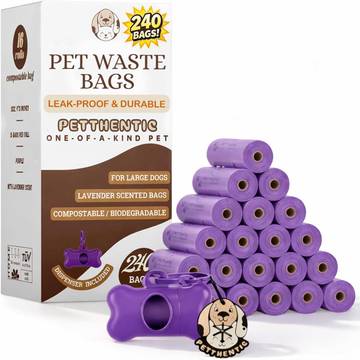 EcoBags Lavender Scented Dog Waste Bags, Biodegradable & Unscented Option, 32 Count