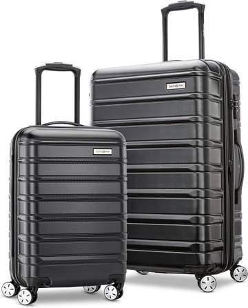 Samsonite Omni 2 Hardside 2 Piece Set - Includes Carry-On & Medium Checked Suitcases - 360° Dual Spinner Wheels - Integrated TSA Lock - Black