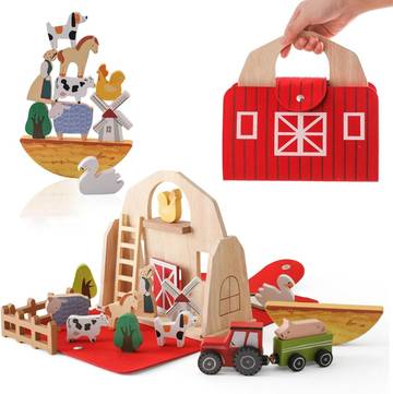 ámósa Wooden Montessori Farm Animal Figures