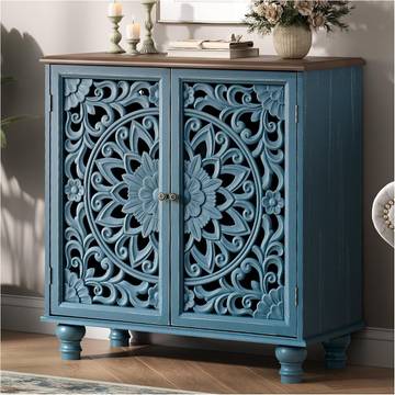FSC-Certified Wood Accent Storage Cabinet with Doors